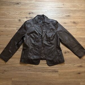 East 5th Brown Leather Blazer with Vintage Appeal